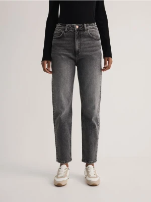 Reserved - Jeansy mom fit slim - szary