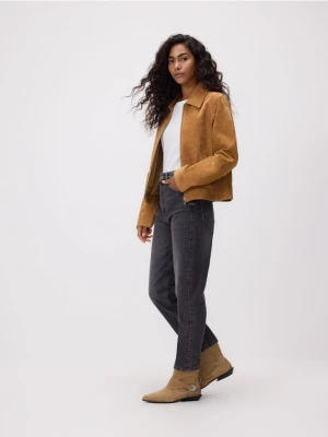 Reserved - Jeansy mom fit slim - szary