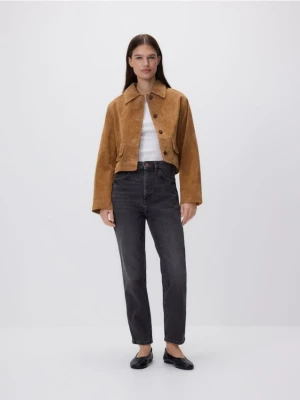 Reserved - Jeansy mom fit slim - szary