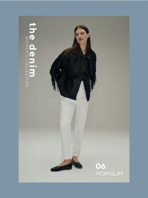 Reserved - Jeansy mom fit slim - złamana biel