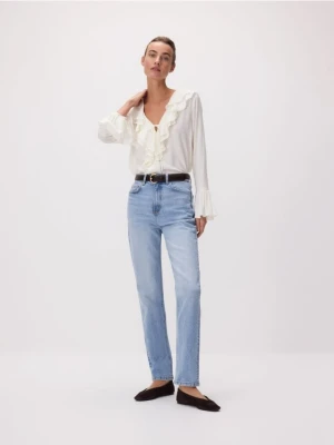 Reserved - Jeansy mom fit z dłuższą nogawką - niebieski