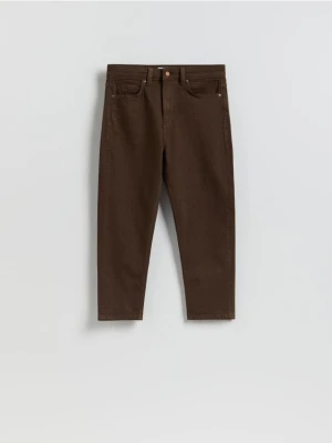 Reserved - Jeansy mom fit z krótszą nogawką - dark grey jeans