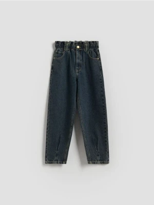 Reserved - Jeansy paperbag - granatowy