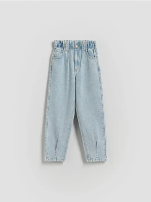 Reserved - Jeansy paperbag - niebieski