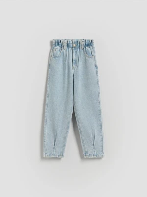 Reserved - Jeansy paperbag - niebieski
