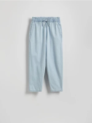 Reserved - Jeansy paperbag - niebieski