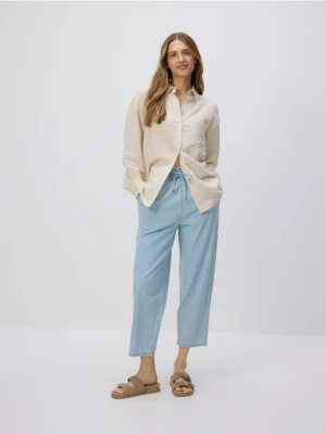 Reserved - Jeansy paperbag - niebieski