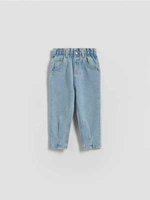 Reserved - Jeansy paperbag - niebieski