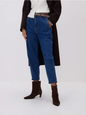 Zdjęcie produktu Reserved - Jeansy paperbag z paskiem - granatowy