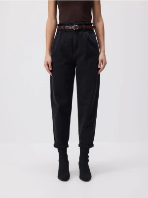 Zdjęcie produktu Reserved - Jeansy paperbag z paskiem - szary