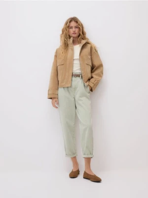 Reserved - Jeansy paperbag - zielony