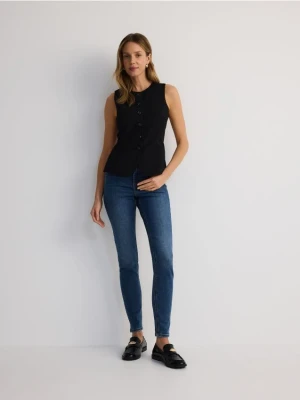 Reserved - Jeansy push up slim long leg - granatowy