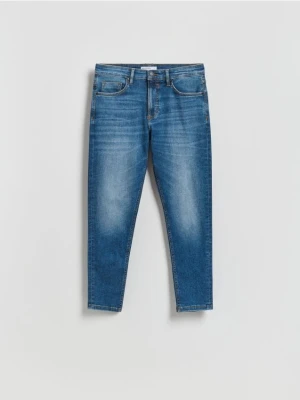 Reserved - Jeansy skinny z efektem sprania - niebieski