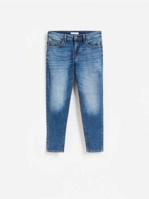 Reserved - Jeansy skinny z efektem sprania - niebieski