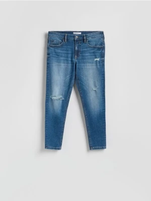 Reserved - Jeansy skinny z przetarciami - niebieski