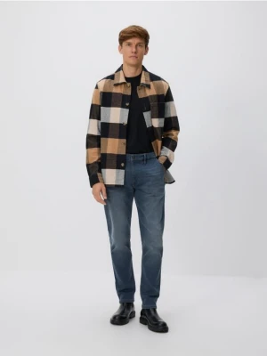 Reserved - Jeansy slim fit z efektem sprania - granatowy