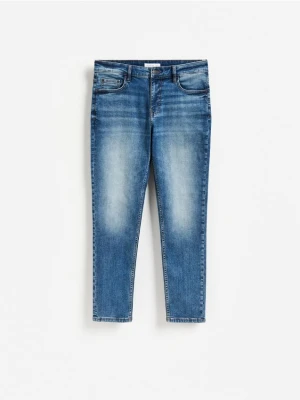 Reserved - Jeansy slim fit z efektem sprania - granatowy