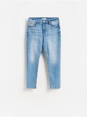 Reserved - Jeansy slim fit z efektem sprania - niebieski