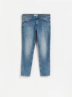 Reserved - Jeansy slim fit z efektem sprania - niebieski