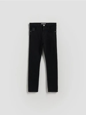 Reserved - Jeansy slim fit z guzikiem w serce - szary