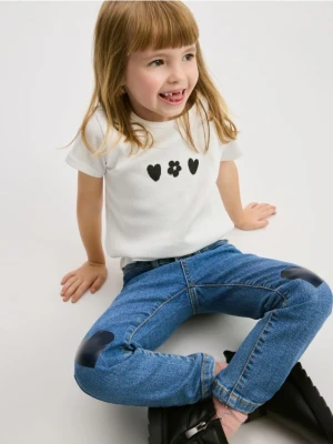 Reserved - Jeansy slim fit z nadrukiem - niebieski