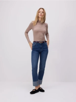 Reserved - Jeansy slim fit z podwiniętymi nogawkami - granatowy
