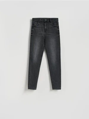 Reserved - Jeansy slim fit z przetarciami - szary