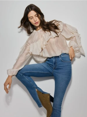 Reserved - Jeansy slim fit z rozcięciem - niebieski