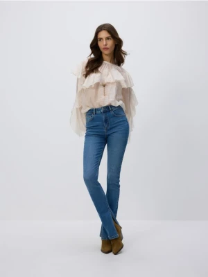 Reserved - Jeansy slim fit z rozcięciem - niebieski