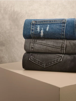 Reserved - Jeansy slim z dziurami - czarny