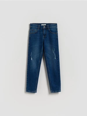 Reserved - Jeansy slim z dziurami - niebieski