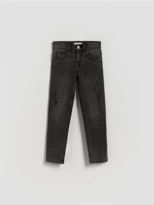 Reserved - Jeansy slim z dziurami - szary