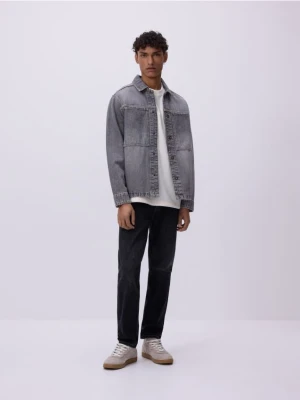 Reserved - Jeansy slim z efektem sprania - czarny