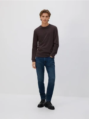 Reserved - Jeansy slim z efektem sprania - granatowy