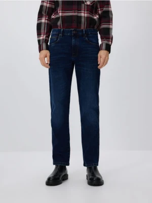 Reserved - Jeansy slim z efektem sprania - granatowy