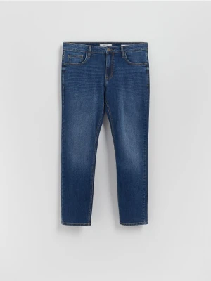 Reserved - Jeansy slim z efektem sprania - granatowy