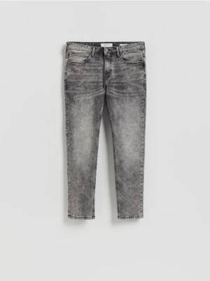 Reserved - Jeansy slim z efektem sprania - jasnoszary