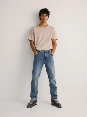 Reserved - Jeansy slim z efektem sprania - niebieski