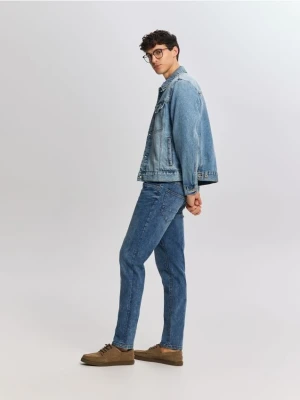 Reserved - Jeansy slim z efektem sprania - niebieski