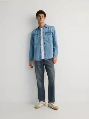 Reserved - Jeansy straight fit - granatowy