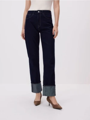 Reserved - Jeansy straight fit - granatowy