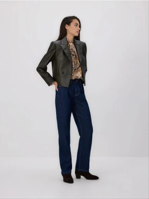 Reserved - Jeansy straight fit - granatowy