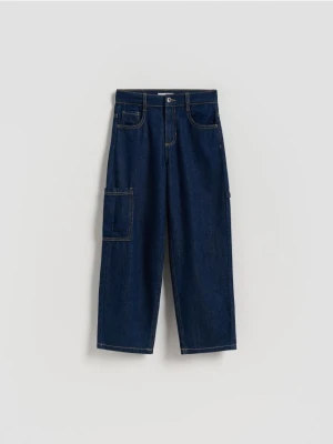 Reserved - Jeansy straight fit - granatowy