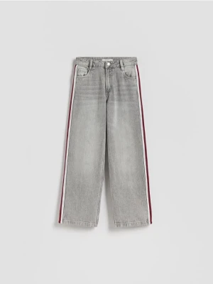 Reserved - Jeansy straight fit z lampasami - jasnoszary