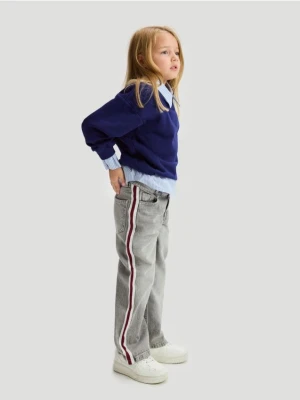 Reserved - Jeansy straight fit z lampasami - jasnoszary