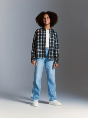 Reserved - Jeansy straight fit z lampasami - niebieski