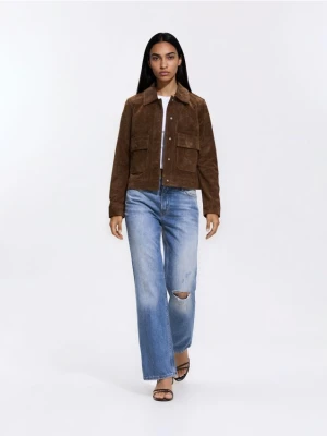 Reserved - Jeansy straight fit z przetarciami - niebieski