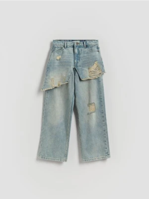 Reserved - Jeansy straight fit z spódnicą - niebieski