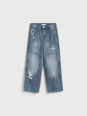 Reserved - Jeansy straight - granatowy