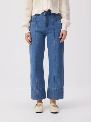 Reserved - Jeansy straight leg z przeszyciami - niebieski